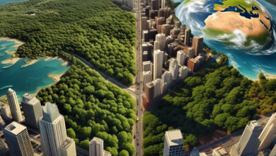 a split view of planet earth one